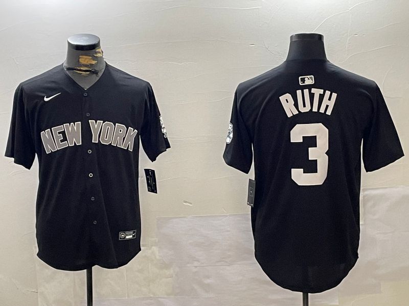 Men New York Yankees #3 Ruth Black Game 2024 Nike MLB Jersey style 1202